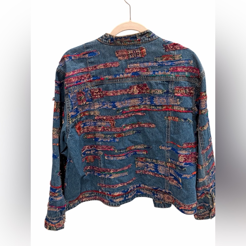 Chico's Multicolor Denim Jacket Patchwork Button-… - image 2